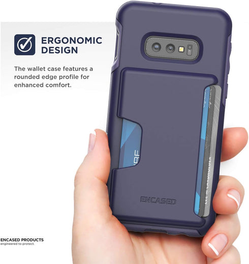 ENCASED Galaxy S10e Wallet Case - Protective Cover with Card Holder (Purple)...