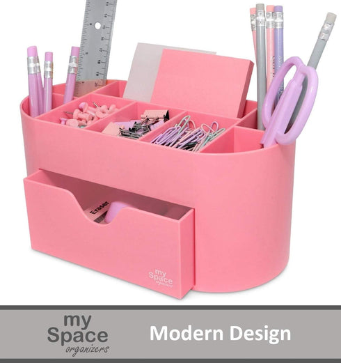 Pink Desk Organizer for Office Supplies and Desk Accessories - Pen Holder Desktop Organization for Room College Dorm Home School (Pink)...
