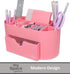 Pink Desk Organizer for Office Supplies and Desk Accessories - Pen Holder Desktop Organization for Room College Dorm Home School (Pink)...