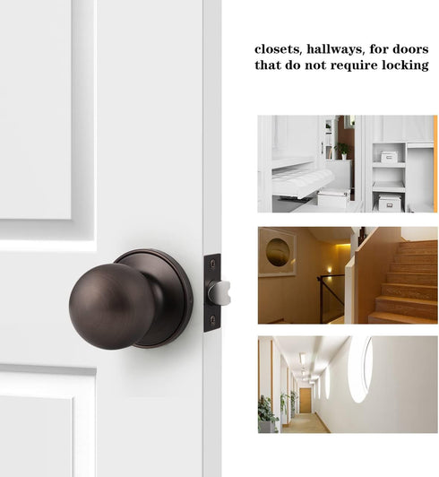 Probrico Ball Passage Door Knobs Door Lock Without Key in Oil Rubbed Bronze...