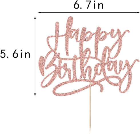 Glitter Happy Birthday Cake Topper, Anniversary Celebration Party Decoration, Birthday Cake Party Decoration Supplies (rose gold)...