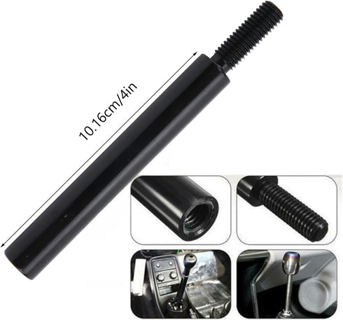Shift Knob Extender, 4in Shift Knob Extension Manual Gear Shifter Extender Lever M10x1.5 Black Universal...