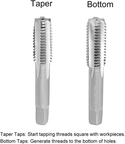 uxcell Metric Hand Tap M12 Thread 1.75 Pitch 4 Straight Flutes H2 Alloy Tool Steel Bottom & Taper Screw Tap Set Tapping Tools for Repairing 1 Pair...
