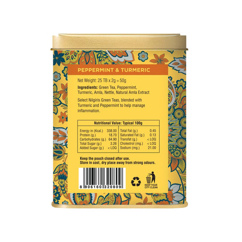 Iron Kettle Sanjeevani Collection | Peppermint & Turmeric | Herbal Green Tea blended with Peppermint, Turmeric, Amla & Nettle | 25 Tea bags...