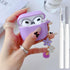 Cute Purple Case for Airpods 3rd Generation Cover for girl Women with Pom pom Flower Keychain & Cleaner Kit, Soft Silicone Airpods iPod 3rd Gen Pr...