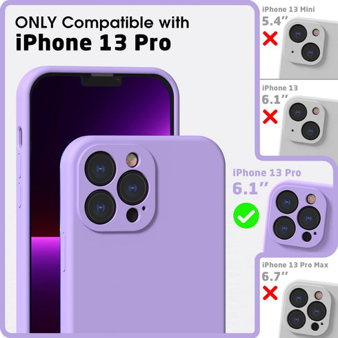 ABITKU Silicone Compatible with iPhone 13 Pro Case 6.1 inch 2021, with Camera Protection, Liquid Silicone Gel Rubber Full Coverage Phone Case with...