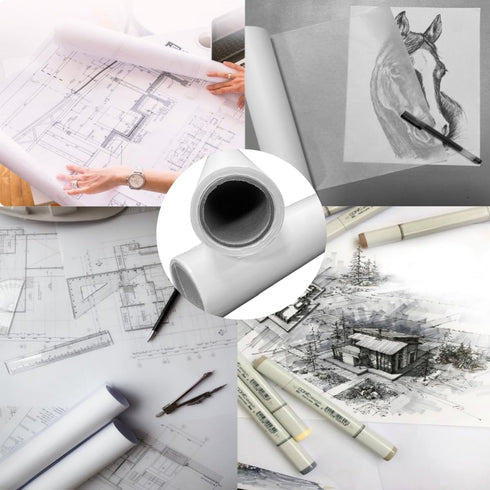 Tracing Paper Roll 24 Inch x 20 Yards White Trace Paper Translucent Pattern Paper for Drawing Sewing...