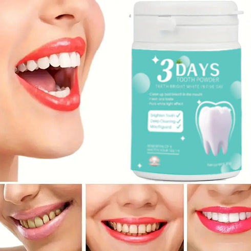 3 Days Teeth Whitener Mint Deep Cleaning and Remineralizing Tooth Powder Pearl Powder - Stain Remover & Polisher for Brighting White Teeth in 5 Da...