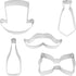 R&M International Handsome Gents Cookie Cutters, Bow Tie, Top Hat, Moustache, Champagne Bottle, Neck Tie, 5-Piece Set,Multicolor...