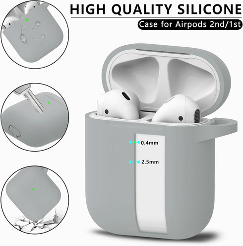 for Airpods Case Cover 2&1 with Cleaner Kit,Soft Silicone Protective Case for Apple AirPods 2nd/1st Generation Charging Case with Keychain,Shockpr...