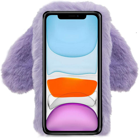 Rabbit Case for Samsung Galaxy Note 20 Ultra 6.9 Inch, Cute 3D Bunny Ears Soft Furry Hairball Fuzzy Warm Faux Fur Plush Fluffy Flexible TPU Bumper...