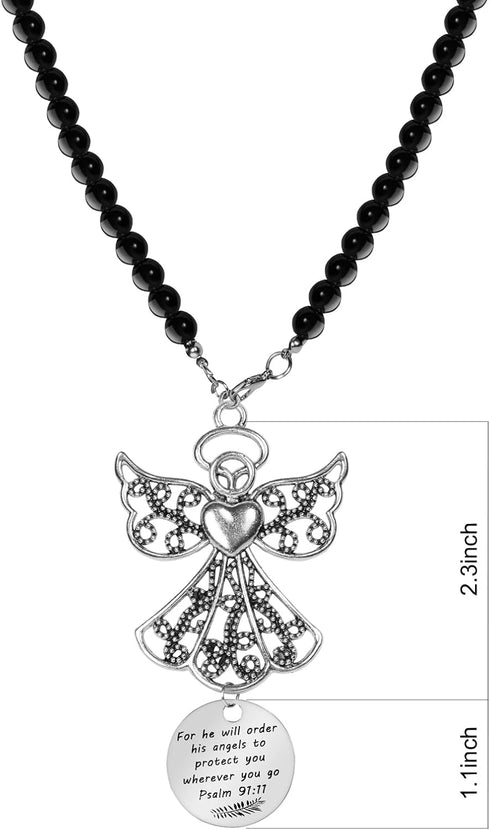 Angel Car Charm, for He Will Order His Angels to Protect You Wherever You Will Go, Psalm 91:11, Rear View Mirror Car Charm, Car Accessories for Wo...