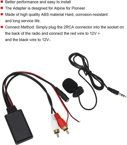 Bluetooth AUX Module 2 RCA Cable Adapter with Hands?Free Microphone...