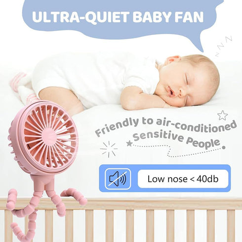 Portable Baby Stroller Fan, Battery Operated Mini Clip Fan, Detachable 3 Speed Rechargeable 360° Rotate Handheld Desk Cooling Fan for Car Seat Cri...