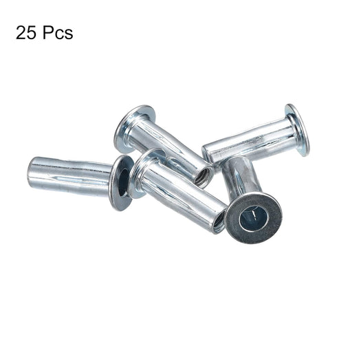 uxcell M5 Multi-Grip Rivet Nuts, 25pcs Pre-Bulbed Shank Flat Head Threaded Insert Nut Carbon Steel Plus Nuts for Construction Industrial...
