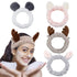 AHONEY Animals Ears Headbands, Cute Makeup Spa Fuzzy Skincare Headband for Washing Face Headband for Women Girls Coral Fleece Elastic Hair Band Co...