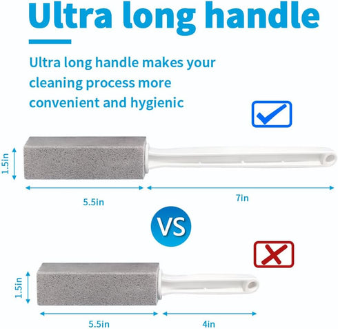 4TH Pumice Stone Toilet Bowl Cleaning Stick with Extra Large Handle,Cleans Away Limescale Stain,Hard Water Rings, Calcium,Iron and Rust. Remover f...