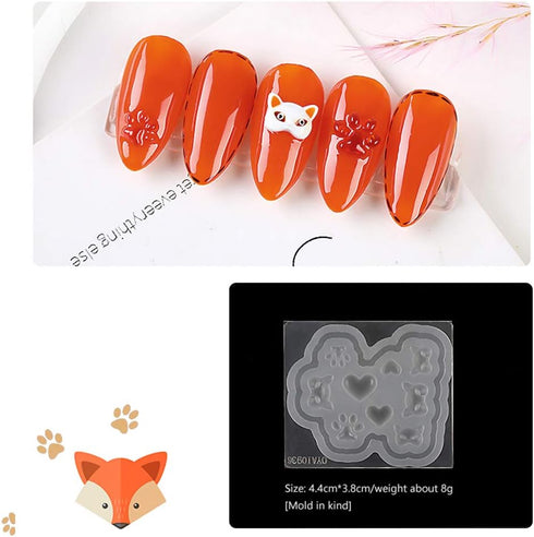 AKOAK 4 Pcs Silicone Nail Carving Mold Candy Bear Jelly Carving Geometric Model Phototherapy Glue Filling Mold DIY Nail Art Tools...