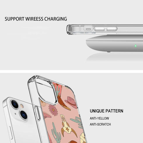 Boho Western Cowgirl Cactus Case Compatible with iPhone 15 Plus, Hippie Cowboy Case for iPhone 15 Plus, Unique TPU Protective Phone Case......
