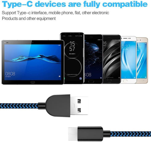 5Pack (3/3/6/6/10FT) Fast Charging 3A USB-C to USB-A Cable Rapid Charger Quick Cord Compatible Samsung Galaxy S10 S9 S8 Plus, Note 10 9 8, LG V50 ...