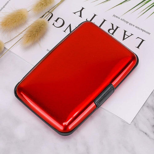 ELFISH Mini RFID Aluminum Wallet Credit Cards Holder Business Card Case Metal ID Case for Men Women (Red)...