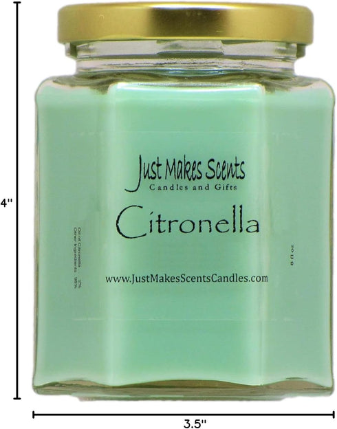 Citronella Scented Blended Soy Candle for Indoor Use by Just Makes Scents (Citronella)...