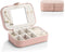 Vlando Small Travel Jewelry Box Organizer - Faux Leather Display Storage Case for Necklaces Earrings Rings, Woven Pink...