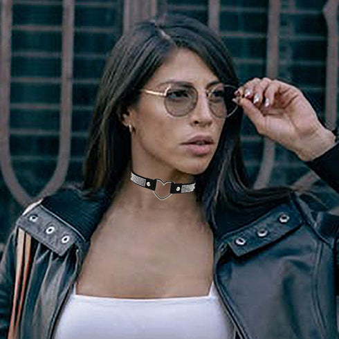 Rhinestone Leather Choker Necklace Black Sparkle Crytal Choker Collar Nighclub Rave Party Gothic Necklace for Women and Girls...