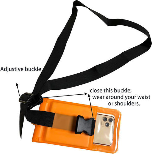 surfing waterproof Waist pouch Crossbody Chest Bag Fanny Pack Snorkeling Swimming Bag Beach Floating Dry Phone case holder (Orange)...