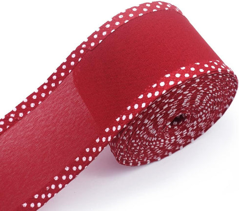 Red Wired Edge Ribbons 2.5" 10 Yards, Spring Solid Wired Edge Decoration Wired Ribbon Fabric Craft Ribbon Burlap Wrapping Ribbon for Holiday Party...