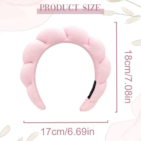 Spa Headband for Washing Face Bubble Headband for Women Girls Soft Skincare Headbands Sponge Puffy Makeup Headband Non Slip Pink Headband for Bubb...