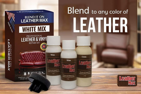 Leather Max Quick Blend Refinish and Repair Kit White, Restore Couches, Recolor Furniture & Repair Car Seats, Jackets, Sofa, Boots 3 Color Shades ...