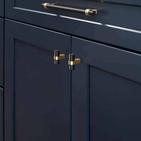 Design House Emery Cabinet Knobs, 5-Pack, Modern Kitchen Handles, Matte Black and Satin Gold, 188300...