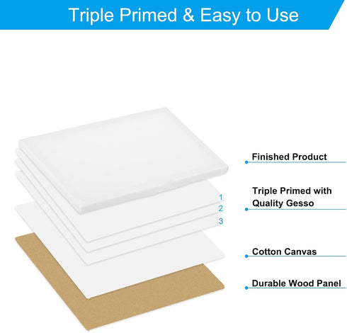 PATIKIL 6x4 Canvas Boards for Painting, 12Pack Cotton Wood Frame Rectangle Triple Primed Stretched Blank Canvas Panel for Acrylic, Oil, Tempera Pa...