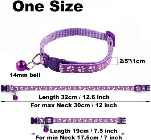 Pink Dog Collar with Bell, 2-Pack Basic & Reflective Cat Collars with Bells for XXS Xs Small Tiny Pet Dogs Female Kitten Girls Animal, Neck 7-12 i...