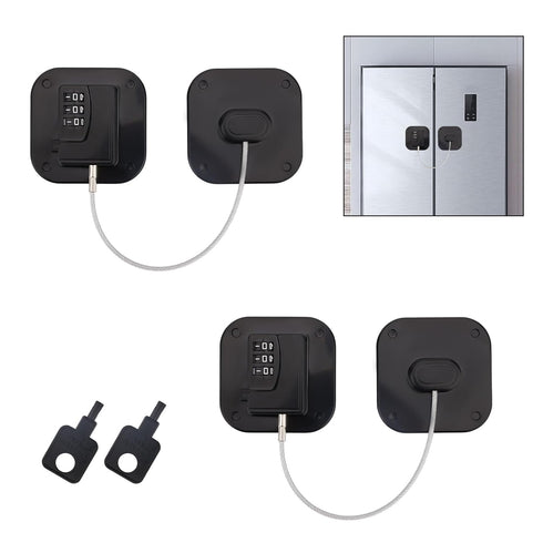 2pcs Freezer Lock, Self-Adhesive Refrigerator Door Locks with 2 Code-Setting Key Refrigerator Combination Lock No-Drilling Practical Fridge Locks ...