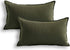Jeanerlor Cotton Linen Square Decorative Throw Pillow Case Cushion Cover with Twin Needles Stitch on Edge, 12"x20"(30 x 50cm), 2 Pcs, Olive Green...