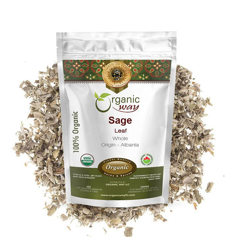 Organic Way Dried Sage Leaf Whole (Salvia officinalis) - European Wild-Harvest | Organic & Kosher Certified | Vegan, Non GMO & Gluten Free | USDA ...