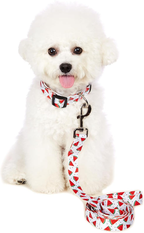 2PCS Watermelon Dog Collars with Funny Pet Leash Set Dogs Adjustable Collar for Small to Large Dog Collars Set (XL)...