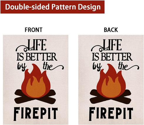 Life is Better by the Firepit Garden Flag Vertical Double Sided, Camper Yard Outdoor Decoration 12.5 x 18 Inch...