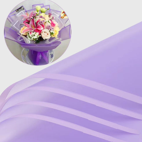EMITAOHWF 20-Sheet Flower Wrapping Paper, Purple and Purple Edge Floral Waterproof Bouquet Wrapping Paper for Flowers, Florist Wrapping Paper for ...