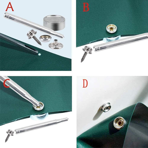 CENOZ 150 PCS Canvas Snap Kit Tool, Metal Screws Snaps Marine Grade 3/8" Socket Stainless Steel Boat Canvas Snaps with 2 PCS Setting Tool for Boat...