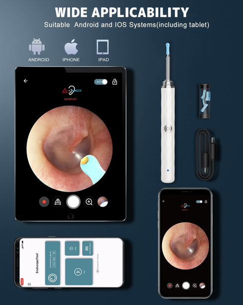 Ear Wax Removal, Ear Cleaner with Camera and Light, Ear Wax Removal Kit with 1296P Otoscope, Ear Cleaning Tool with 6 Ear Spoon, Ear Camera for iP...