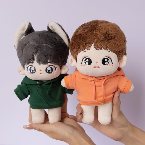 niannyyhouse 20cm Plush Doll Clothes Elastic Solid Sportswear Suits Hoodie Pants Soft Stuffed Plush Toy Dress Up Accessories (Black, 20cm)...