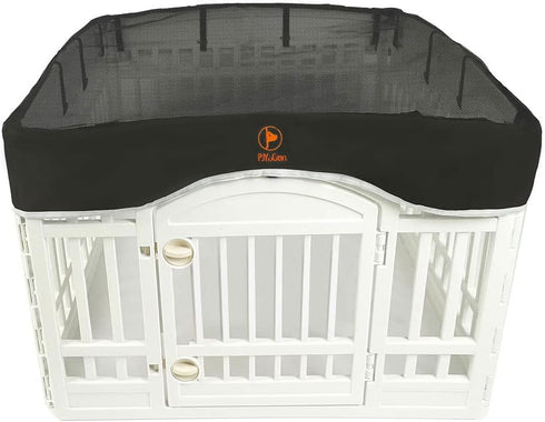 PJYuCien Dog Playpen Mesh Top Cover, Fits 36 Inch 4 Panels Regular Square Plastic Exercise Pet Pen, Velcro Connections, Black (Note: Cover Only, P...