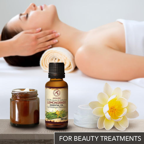 Lemongrass Oil 1.0 Fl Oz (30ml) - Cymbopogon Flexuosus - India - 100% Pure & Natural Lemongrass Oils - Good for Aromatherapy - Aroma Bath - Diffus...