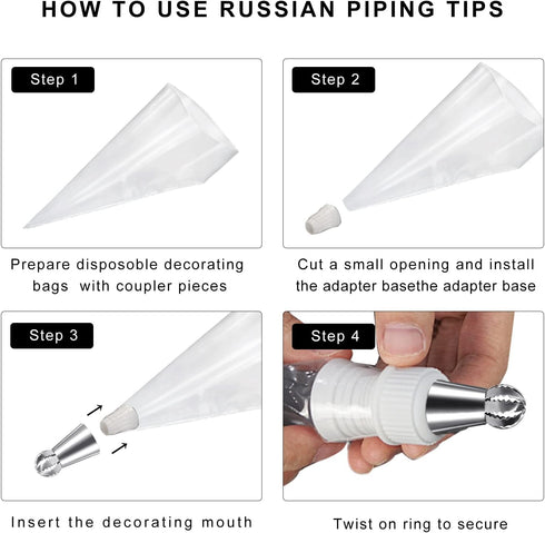 Hofumix Russian Piping Tips Cake Decorating Kit Cake Decorating Tips Buttercream DIY Baking Tools School Prevailing Torch Russian Nozzles Ball Bak...