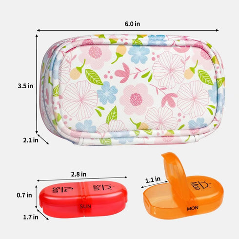 Serfeymi Weekly Travel Pill Organizer 2 Times A Day AM PM Upgraded Rainbow Pill Box 7 Day with Portable Zipper PU Leather Pill Case, Medicine Orga...
