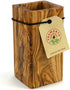 Tramanto Olive Wood Utensil Holder - Compact 3 x 3 Inch Square Wooden Crock for Kitchen Tools and Cooking (6 Inch Tall)...