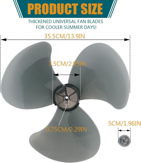 16 Inch Plastic Fan Blades Universal Household Standing Fan Table Fanner Replacement Electric Fan Blades Part General Fans Accessories for Standin...